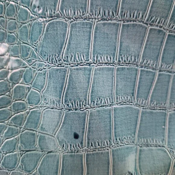 Coach Croc Embossed Leather Tote Teal Blue Shoulder Bag New Style 5659